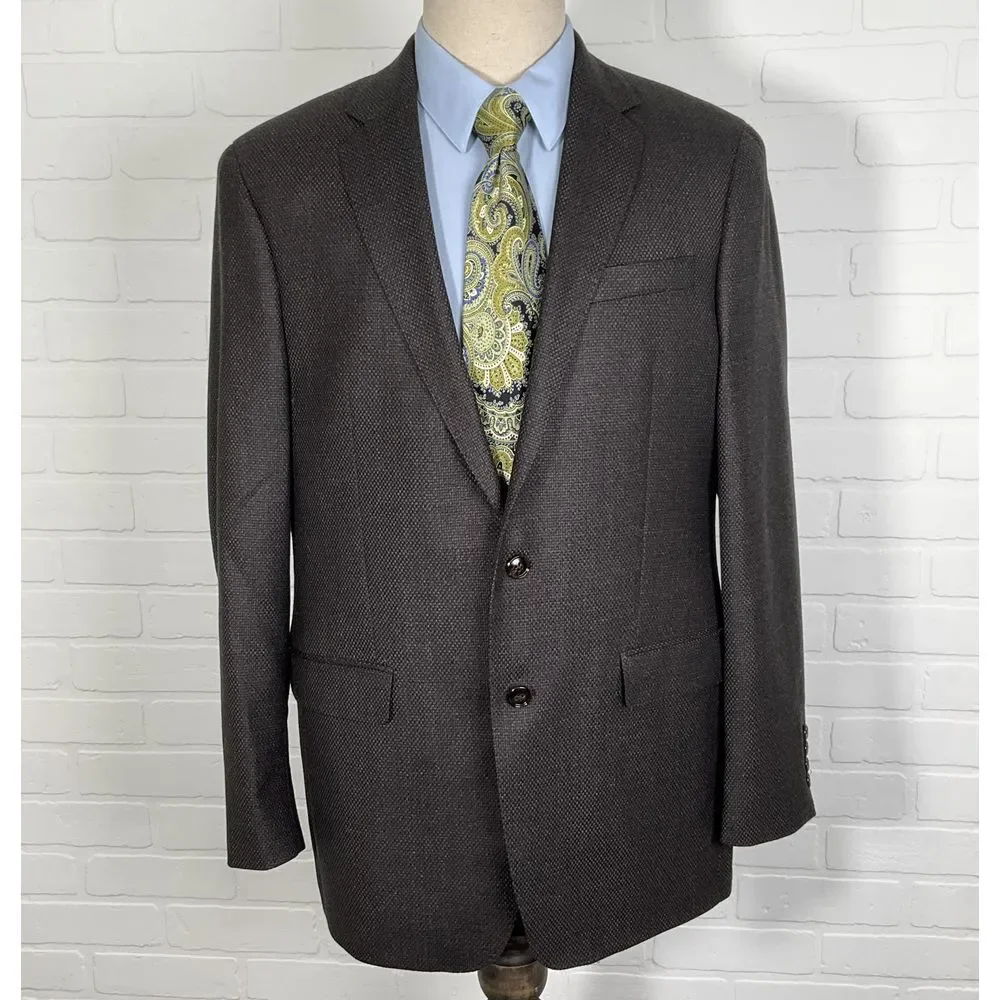 Ticknors TailoRed Blazer Men 43‎ Gray Textured Cashmere Reda Wool Italian VTG